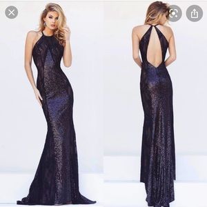 Sherri Hill Black Halter Gown